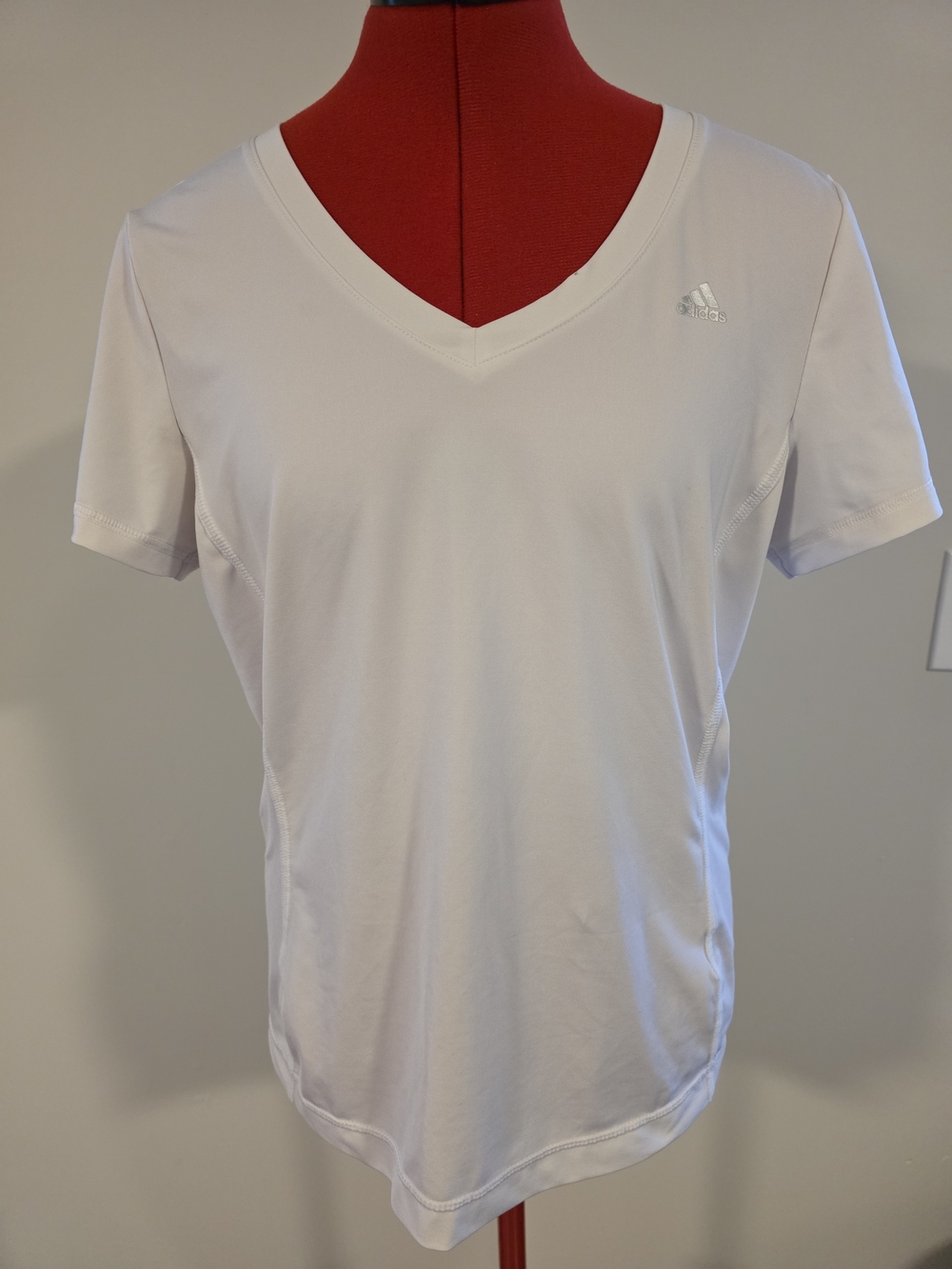adidas Women’s White V-Neck Performance Tee